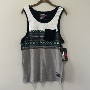 No Fear Tank Top Men’s Medium Colorblock‎ Retro Geometric Aztec NOS